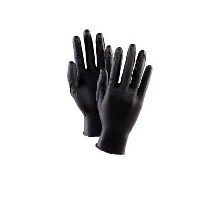 Showa Disposable Gloves, 4 mil Tips/4 mil Palm Palm, Nitrile, Powder-Free, XL, 50 PK, Black GLV109-XL